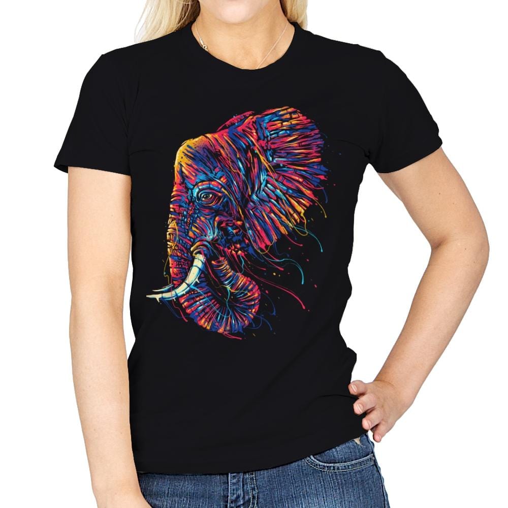 Colorful Elephant - Womens T-Shirts RIPT Apparel Small / Black