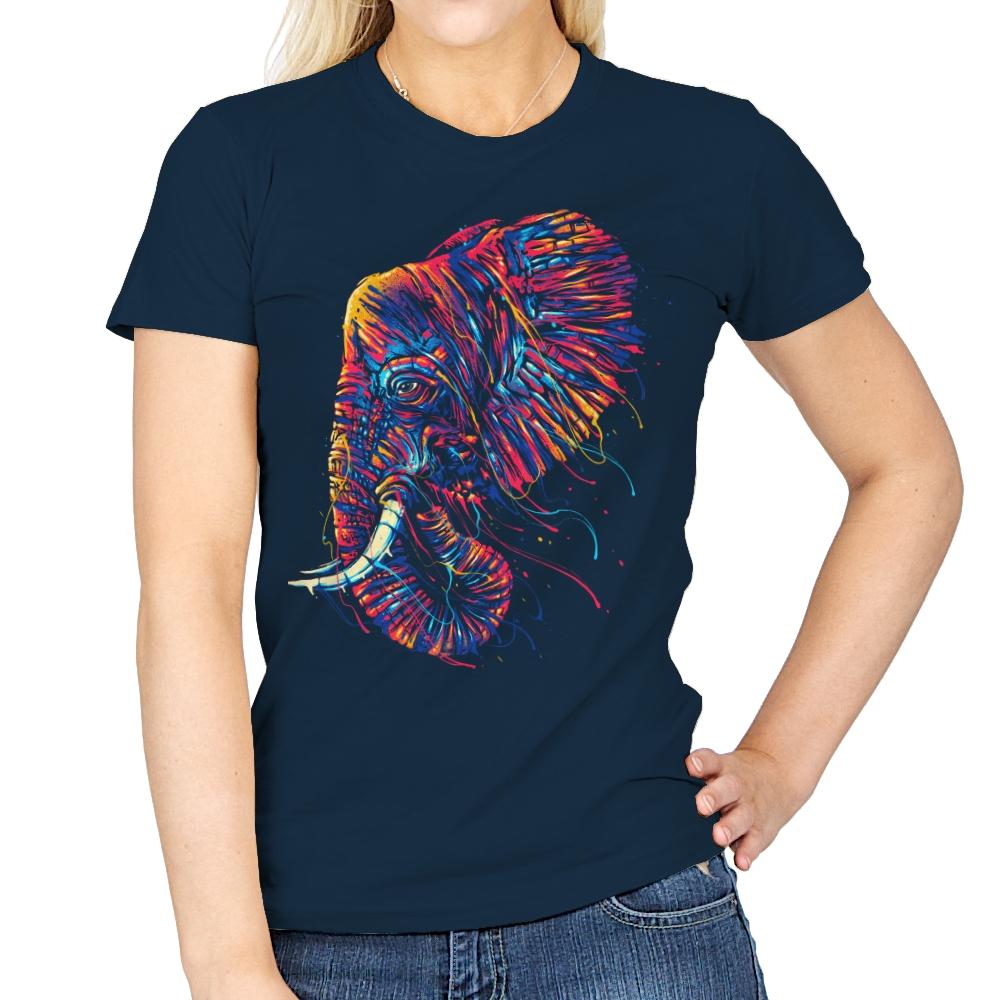 Colorful Elephant - Womens T-Shirts RIPT Apparel Small / Navy