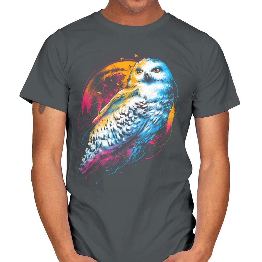Colorful Owl - Mens T-Shirts RIPT Apparel Small / Charcoal