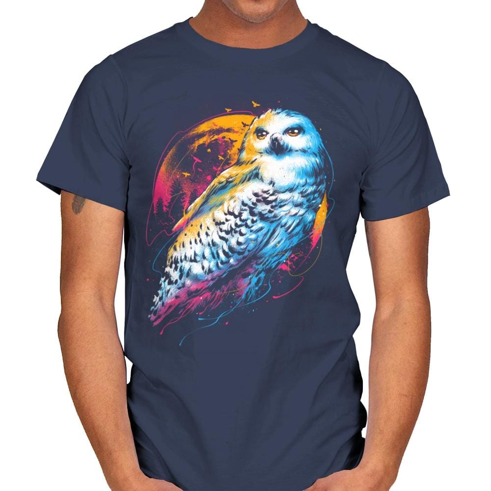 Colorful Owl - Mens T-Shirts RIPT Apparel Small / Navy
