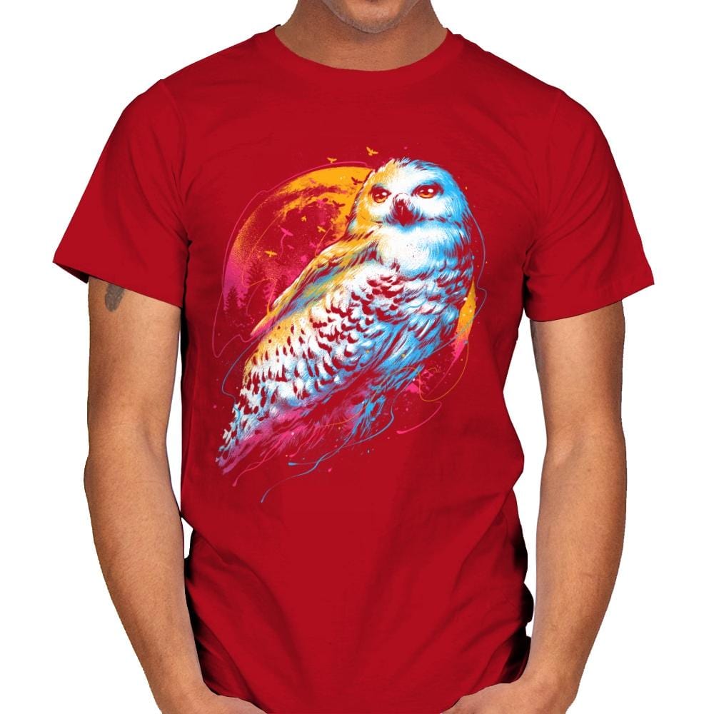Colorful Owl - Mens T-Shirts RIPT Apparel Small / Red