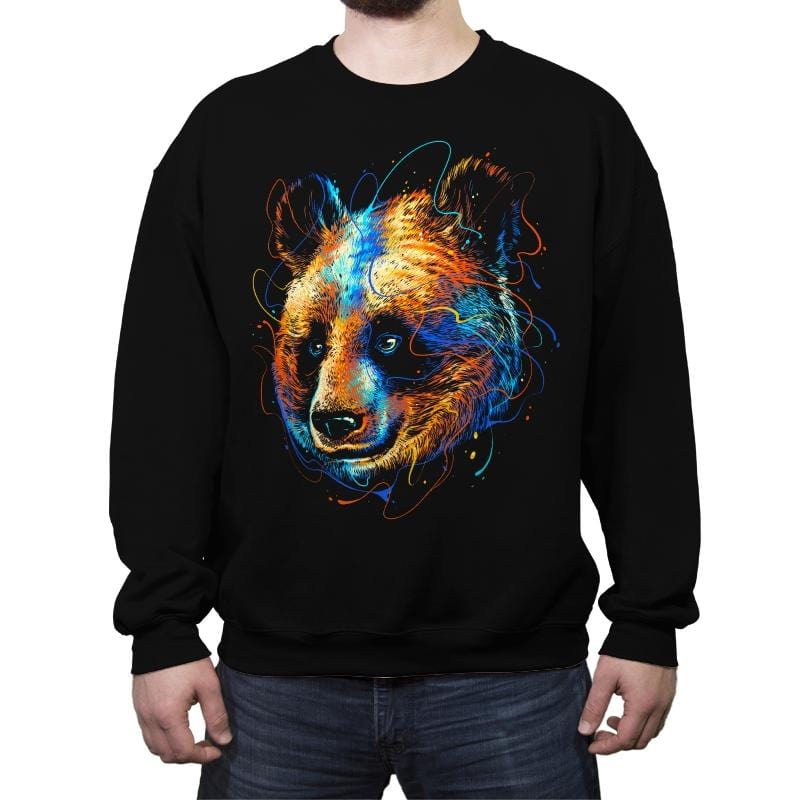 Colorful Panda - Crew Neck Sweatshirt Crew Neck Sweatshirt RIPT Apparel Small / Black
