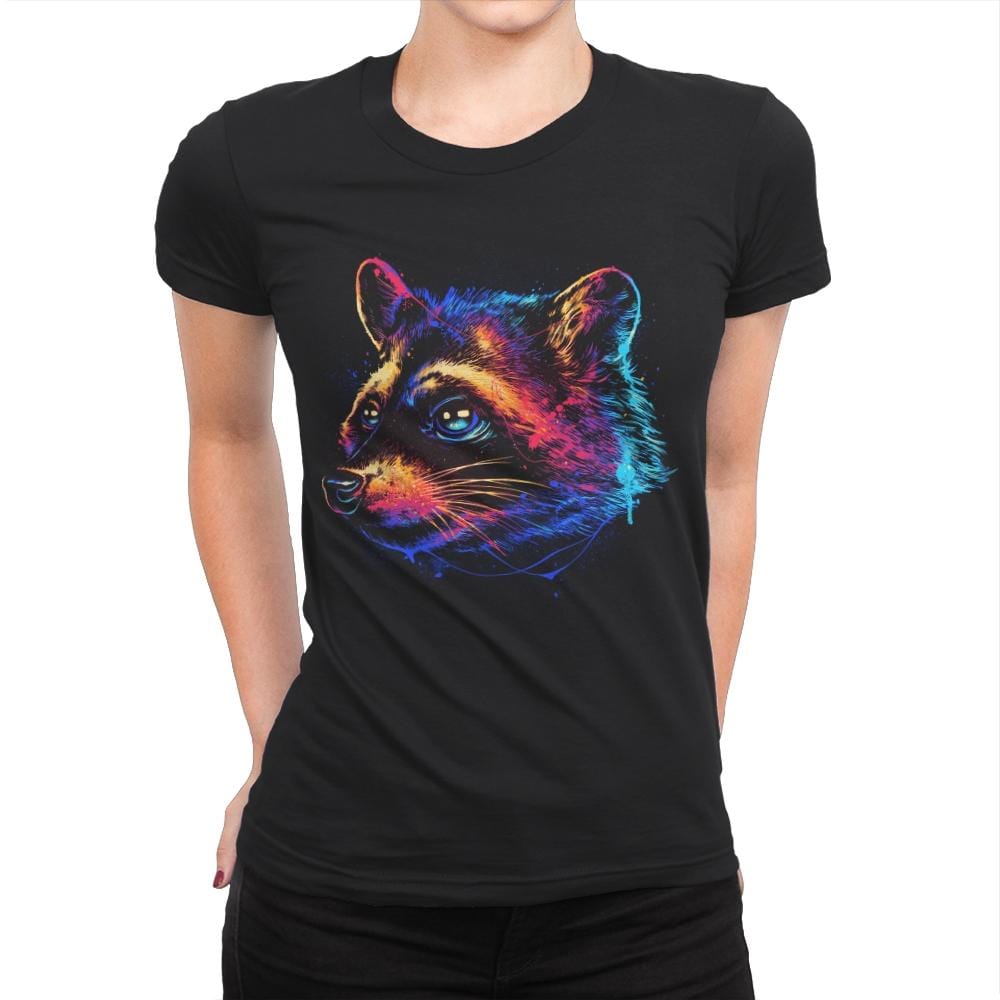 Colorful Raccoon - Womens Premium T-Shirts RIPT Apparel Small / Black
