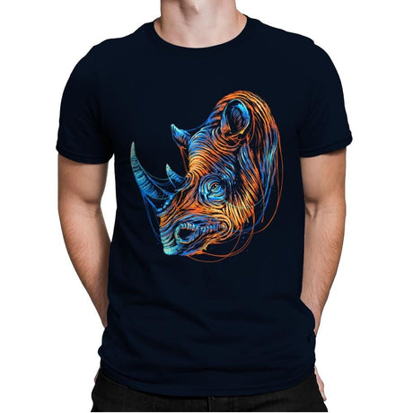 Colorful Rhino - Mens Premium T-Shirts RIPT Apparel Small / Midnight Navy