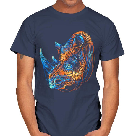 Colorful Rhino - Mens T-Shirts RIPT Apparel Small / Navy