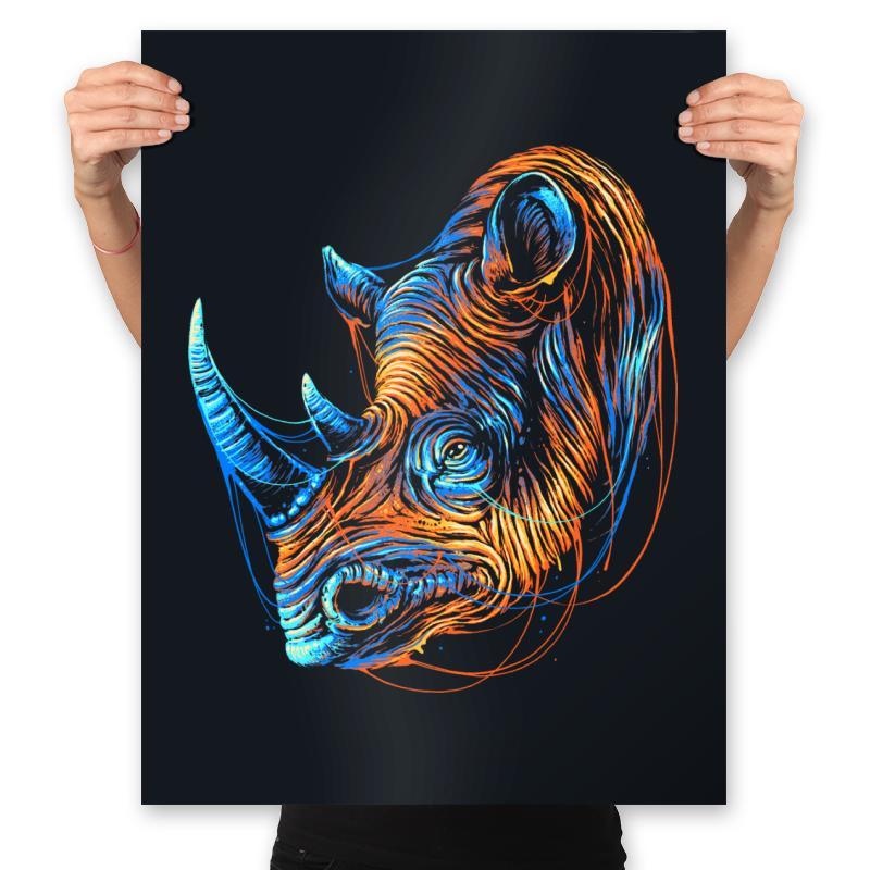 Colorful Rhino - Prints Posters RIPT Apparel 18x24 / Black