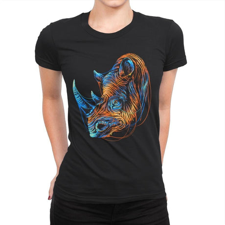 Colorful Rhino - Womens Premium T-Shirts RIPT Apparel Small / Black