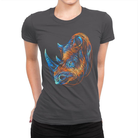 Colorful Rhino - Womens Premium T-Shirts RIPT Apparel Small / Heavy Metal