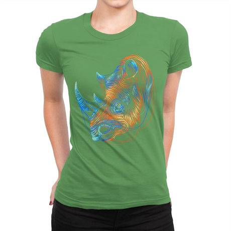Colorful Rhino - Womens Premium T-Shirts RIPT Apparel Small / Kelly