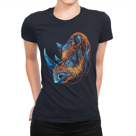 Colorful Rhino - Womens Premium T-Shirts RIPT Apparel Small / Midnight Navy