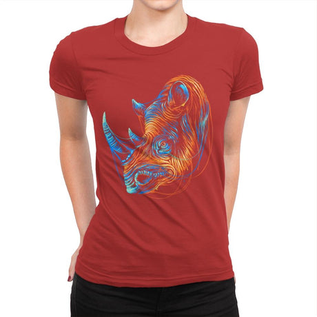 Colorful Rhino - Womens Premium T-Shirts RIPT Apparel Small / Red