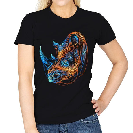 Colorful Rhino - Womens T-Shirts RIPT Apparel Small / Black