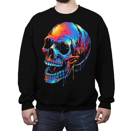 Colorful Skull - Crew Neck Sweatshirt Crew Neck Sweatshirt RIPT Apparel Small / Black