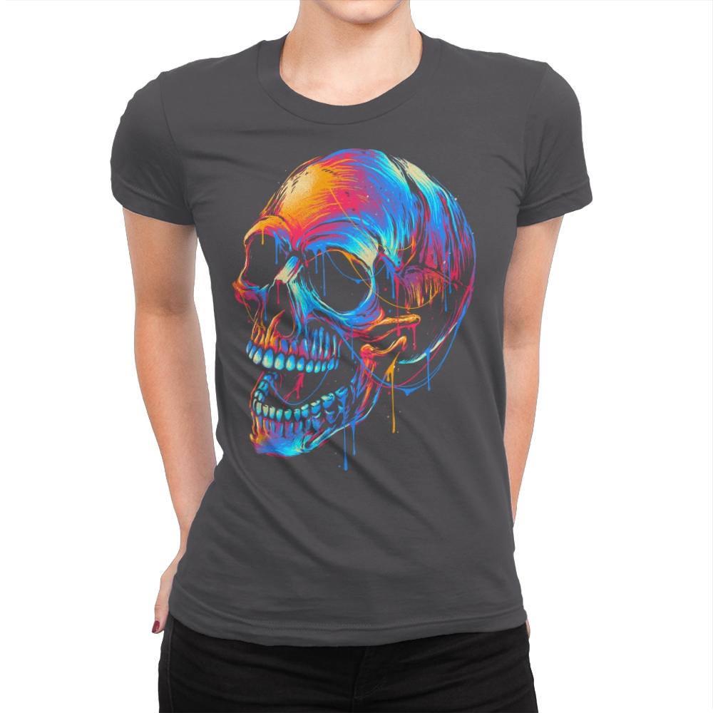 Colorful Skull - Womens Premium T-Shirts RIPT Apparel Small / Heavy Metal