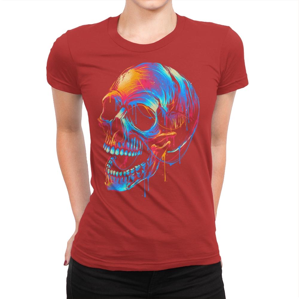 Colorful Skull - Womens Premium T-Shirts RIPT Apparel Small / Red