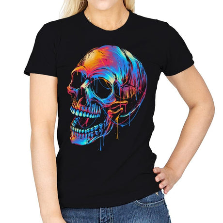 Colorful Skull - Womens T-Shirts RIPT Apparel Small / Black