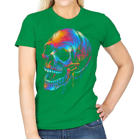 Colorful Skull - Womens T-Shirts RIPT Apparel Small / Irish Green