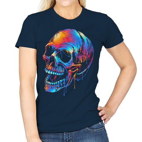 Colorful Skull - Womens T-Shirts RIPT Apparel Small / Navy