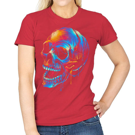 Colorful Skull - Womens T-Shirts RIPT Apparel Small / Red