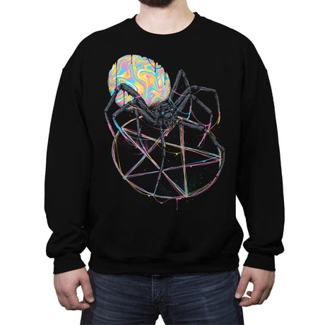 Colorful Widow - Crew Neck Sweatshirt Crew Neck Sweatshirt RIPT Apparel Small / Black