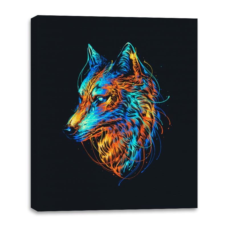 Colorful Wolf - Canvas Wraps Canvas Wraps RIPT Apparel 16x20 / Black