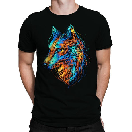 Colorful Wolf - Mens Premium T-Shirts RIPT Apparel Small / Black