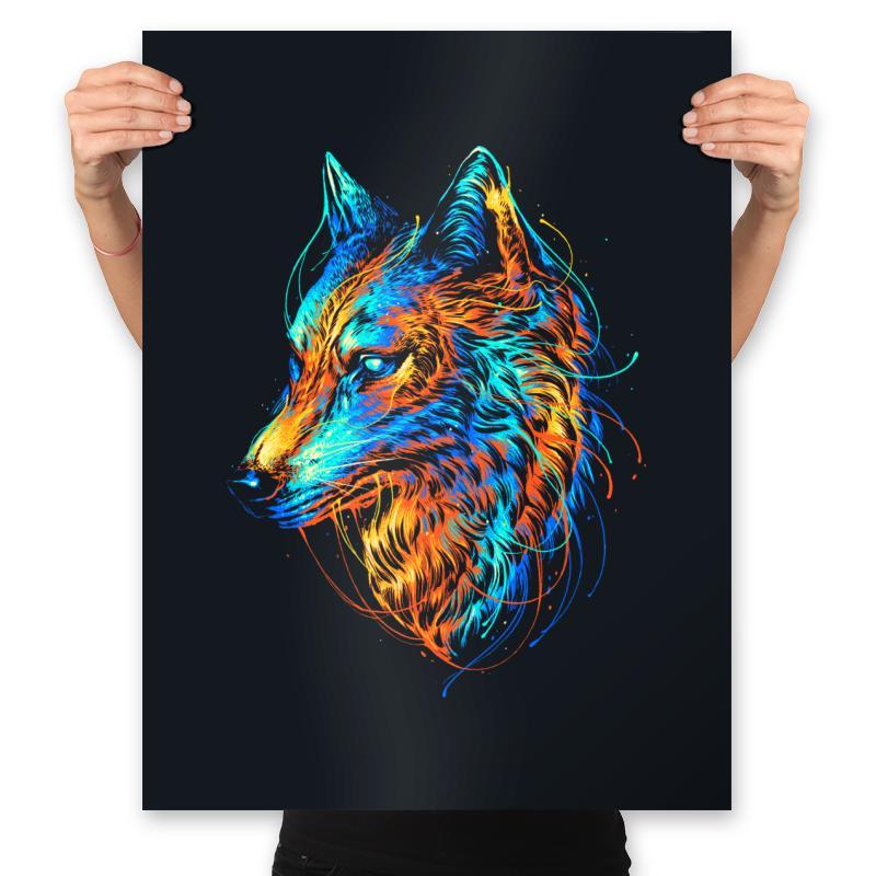 Colorful Wolf - Prints Posters RIPT Apparel 18x24 / Black