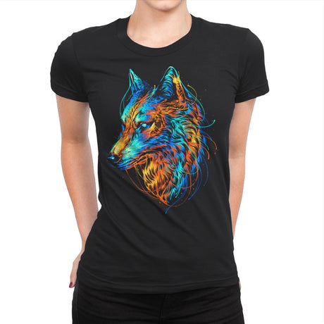 Colorful Wolf - Womens Premium T-Shirts RIPT Apparel Small / Black