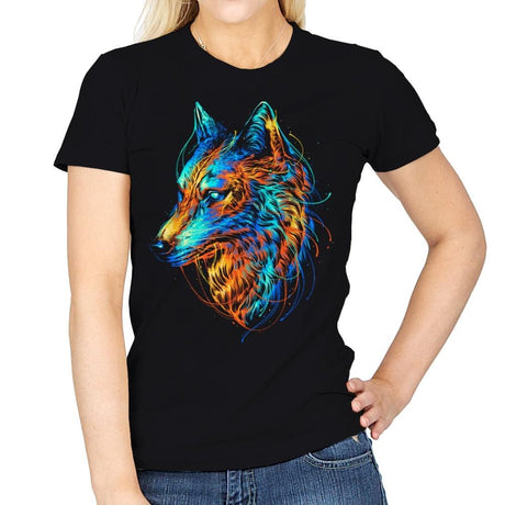Colorful Wolf - Womens T-Shirts RIPT Apparel Small / Black