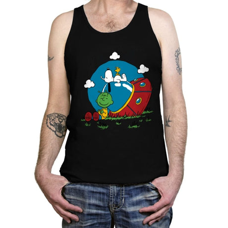 Comic Dog Extraterrestrial - Tanktop Tanktop RIPT Apparel X-Small / Black