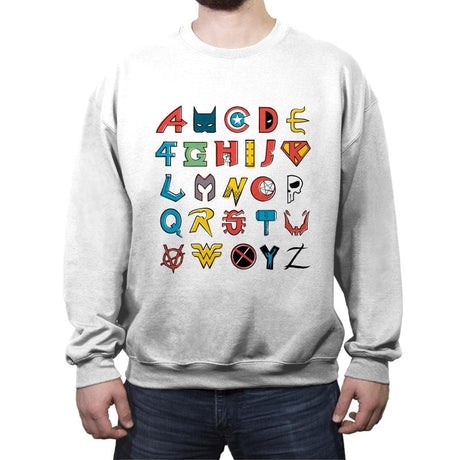 Comics Alphabet - Crew Neck Sweatshirt Crew Neck Sweatshirt RIPT Apparel Small / White
