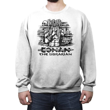Conan the Librarian - Crew Neck Sweatshirt Crew Neck Sweatshirt RIPT Apparel Small / White