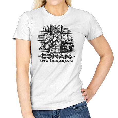 Conan the Librarian - Womens T-Shirts RIPT Apparel Small / White
