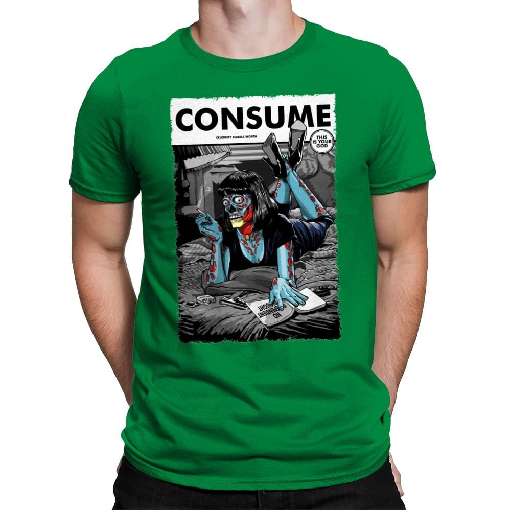 Consume Fiction - Mens Premium T-Shirts RIPT Apparel Small / Kelly Green