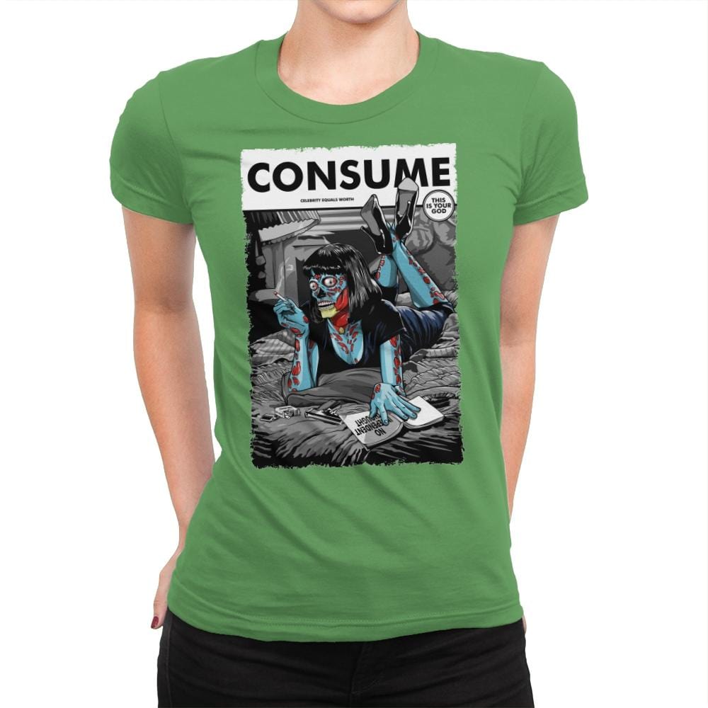 Consume Fiction - Womens Premium T-Shirts RIPT Apparel Small / Kelly Green