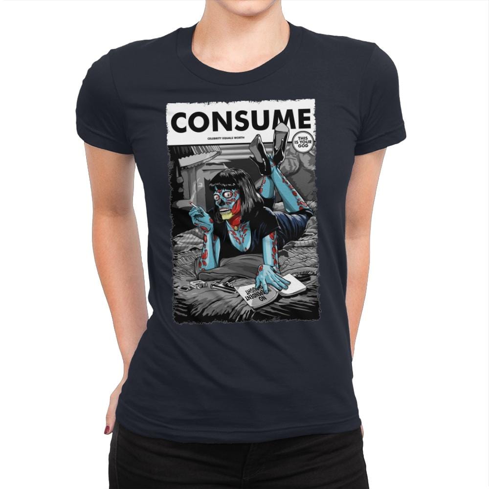 Consume Fiction - Womens Premium T-Shirts RIPT Apparel Small / Midnight Navy