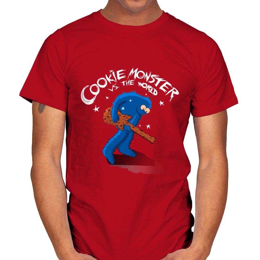 Cookie Monster vs The World - Mens T-Shirts RIPT Apparel Small / Red