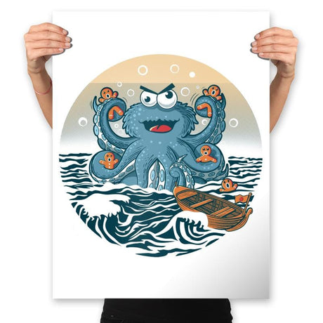 Coookie Kraken Attack - Shirt Club - Prints Posters RIPT Apparel 18x24 / White