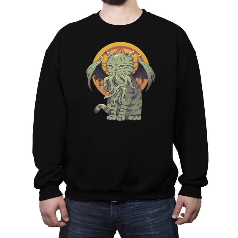 Cosmic Cat - Crew Neck Sweatshirt Crew Neck Sweatshirt RIPT Apparel Small / Black