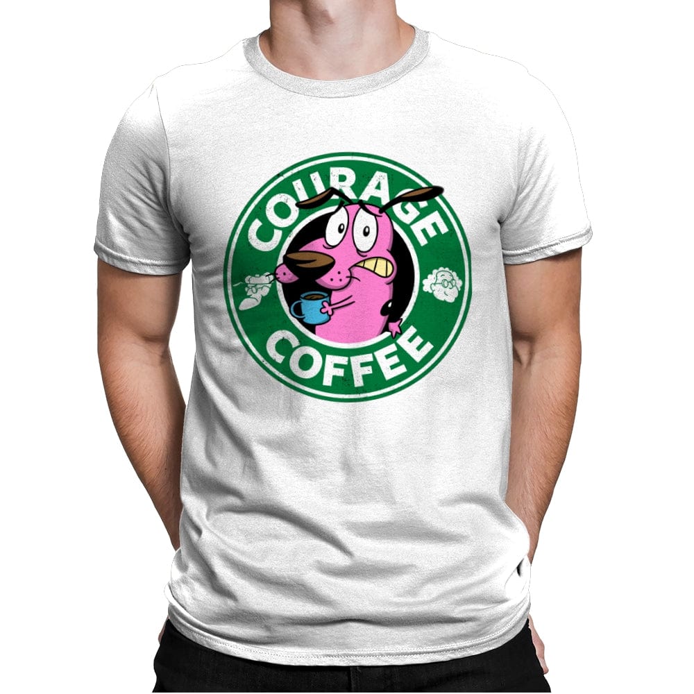 Courage Coffee - Mens Premium T-Shirts RIPT Apparel Small / White