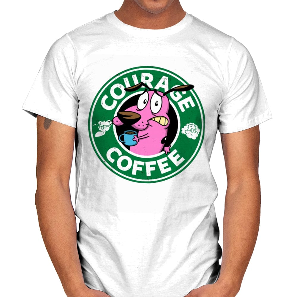 Courage Coffee - Mens T-Shirts RIPT Apparel Small / White