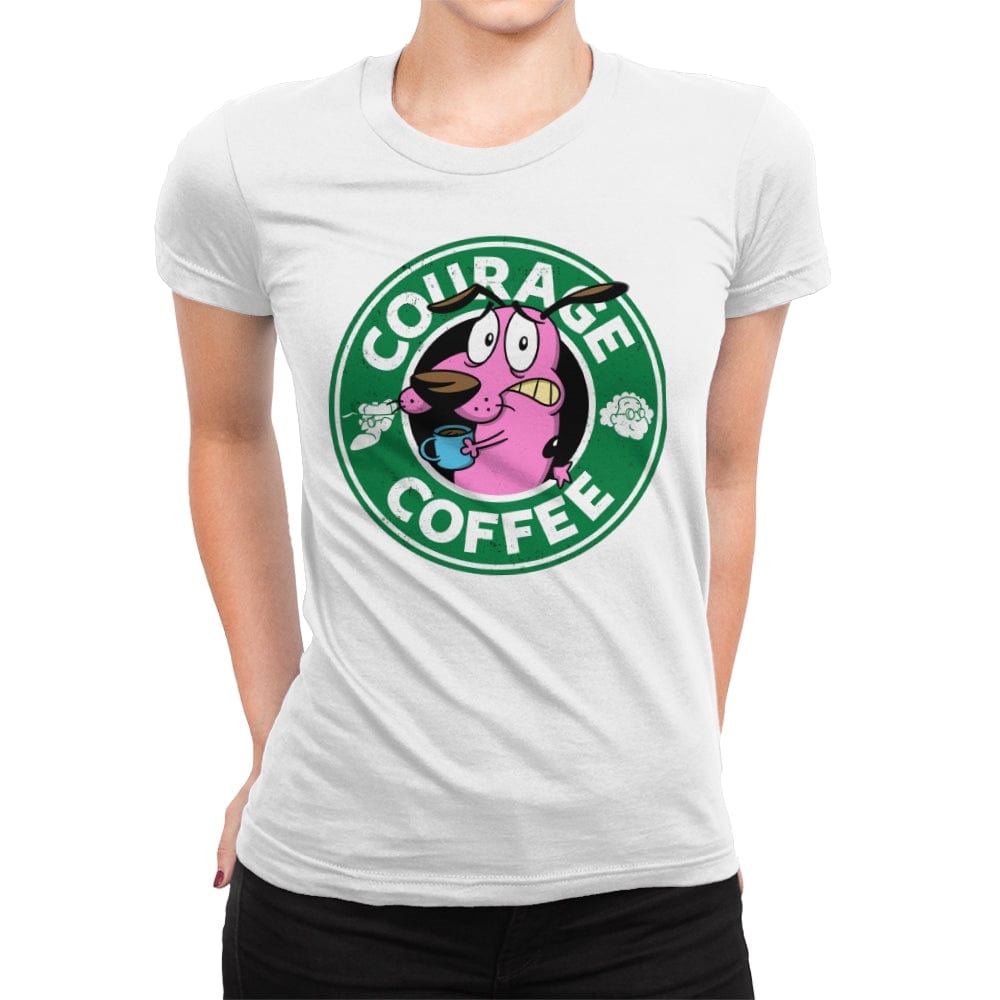 Courage Coffee - Womens Premium T-Shirts RIPT Apparel Small / White