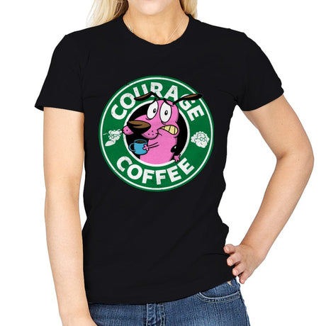 Courage Coffee - Womens T-Shirts RIPT Apparel Small / Black