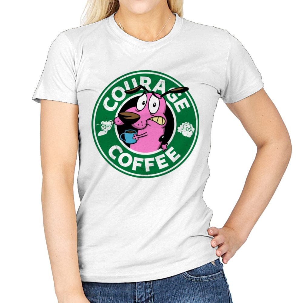 Courage Coffee - Womens T-Shirts RIPT Apparel Small / White