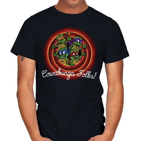 Cowabunga Folks - Mens T-Shirts RIPT Apparel Small / Black