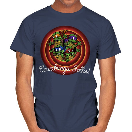 Cowabunga Folks - Mens T-Shirts RIPT Apparel Small / Navy