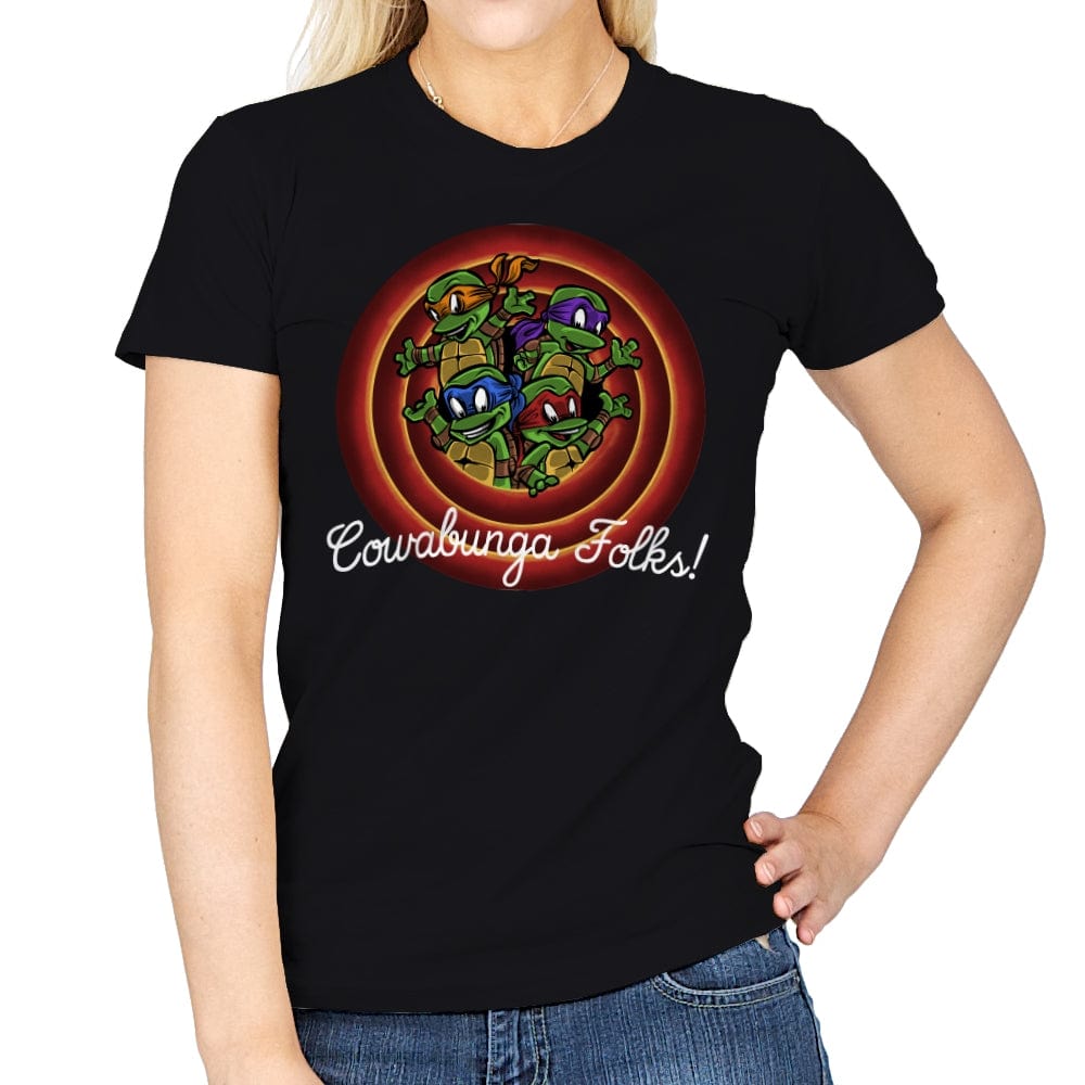 Cowabunga Folks - Womens T-Shirts RIPT Apparel Small / Black