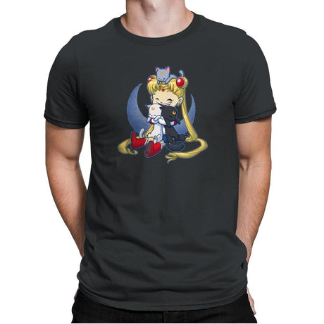 Crazy Moon Cat Lady - Miniature Mayhem - Mens Premium T-Shirts RIPT Apparel Small / Heavy Metal