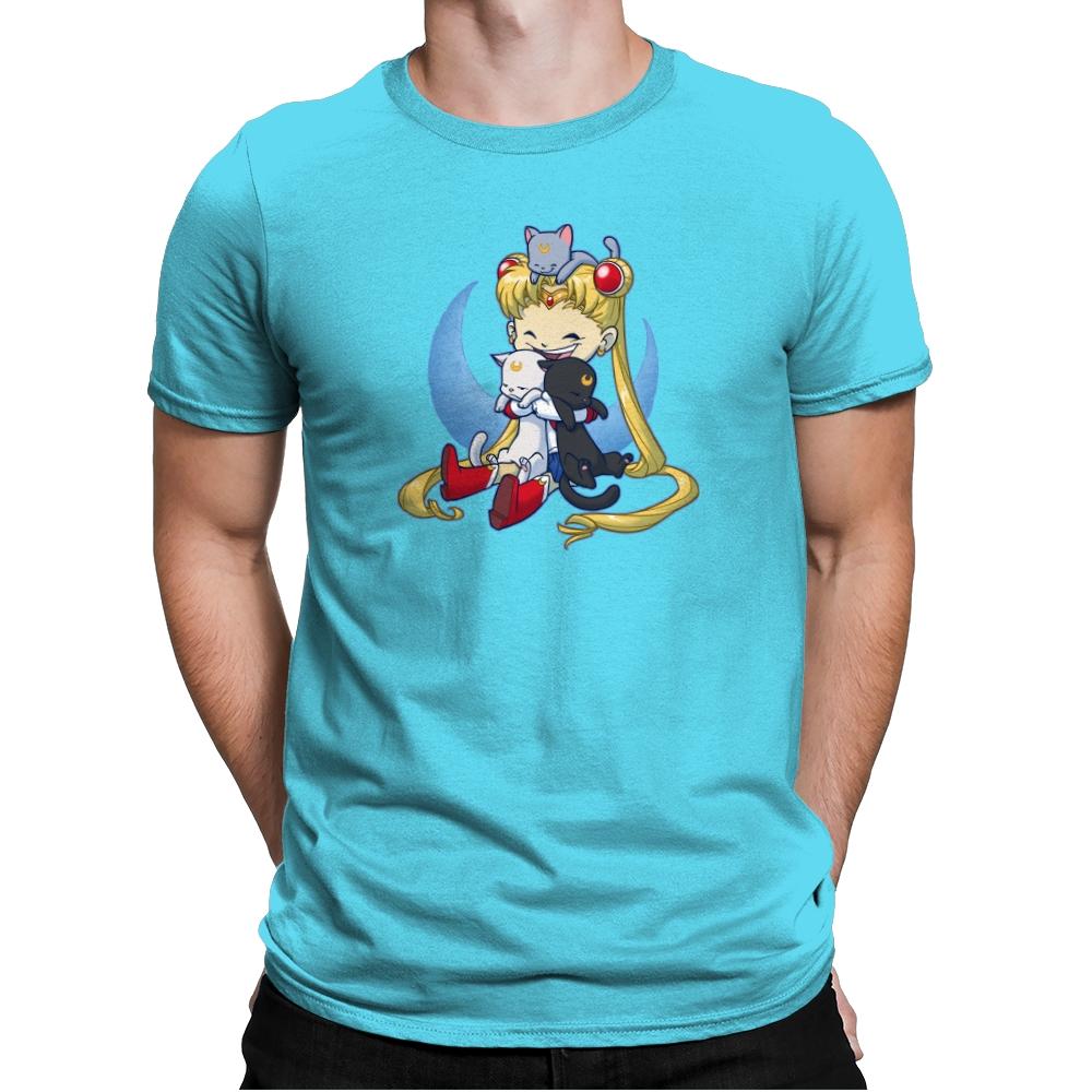 Crazy Moon Cat Lady - Miniature Mayhem - Mens Premium T-Shirts RIPT Apparel Small / Tahiti Blue