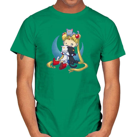 Crazy Moon Cat Lady - Miniature Mayhem - Mens T-Shirts RIPT Apparel Small / Kelly Green